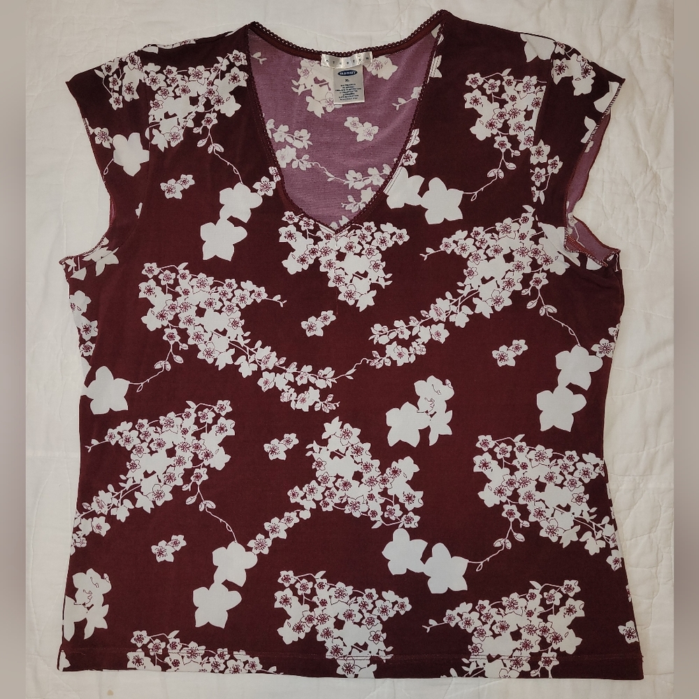 XL Old Navy burgundy cap sleeve blouse